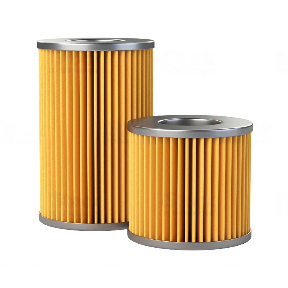 Oil filter for engine realistic with yellow paper