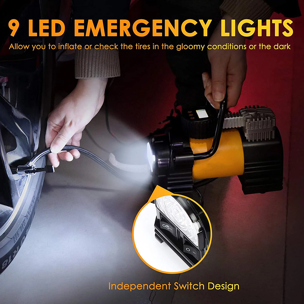 Heavy Duty Double Cylinders Tyre Inflator with Battery Clamp - Image 3