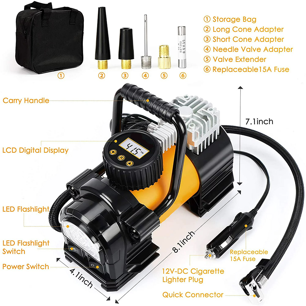 Heavy Duty Double Cylinders Tyre Inflator with Battery Clamp - Image 4